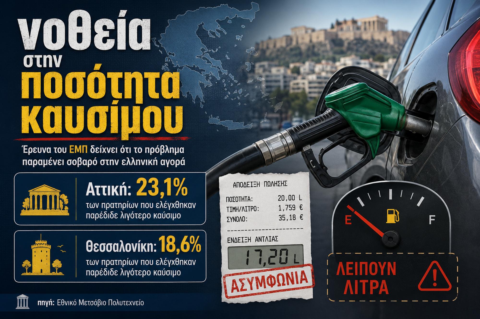 Έρευνα ΕΜΠ: Σχεδόν 1 στα 4 πρατήρια κλέβει στην αντλία 